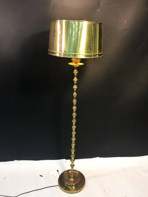 Hollywood Regency Brass Lamp with Brass Drum Shade (6719831146653)