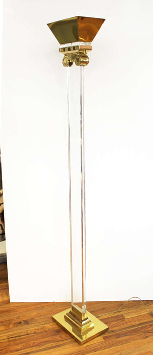 Postmodern Ionic Column Floor Lamp in Brass and Lucite (6720036143261)