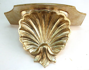 Hollywood Regency Silver Toned Shelf Wall Sconces in Shell Form (6719819251869)