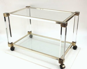 French Pierre Vandel Paris Bar Cart in Lucite, Chrome and Glass (6719787630749)