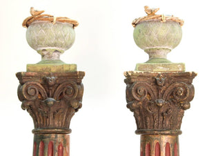 Victorian Wooden Corinthian Columns with Bird Nests on Top (6719785730205)