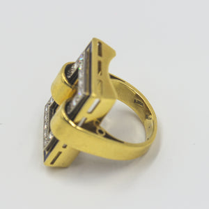 Modern 18K Gold Ring with Black Enamel and Diamonds (6719984763037)