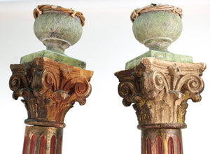 Victorian Wooden Corinthian Columns with Bird Nests on Top (6719785730205)