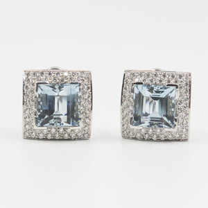 18K White Gold Square Earrings with Diamonds (6720011501725)