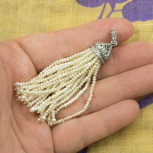 Edwardian Pearl Necklace with Platinum and Diamond Tassel (6719983747229)