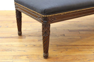 Victorian Gothic Revival Carved Wood Banquette Ottoman (6720049250461)