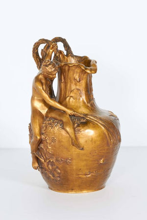 Art Nouveau Alexandre Vibert Gilt Bronze Ewer with Figure (6719699648669)