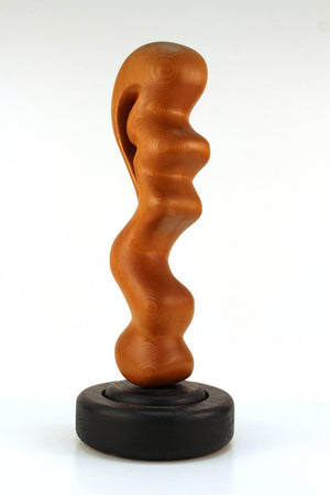 Abstract Modernist Wood Sculpture on Rotating Base (6719802114205)