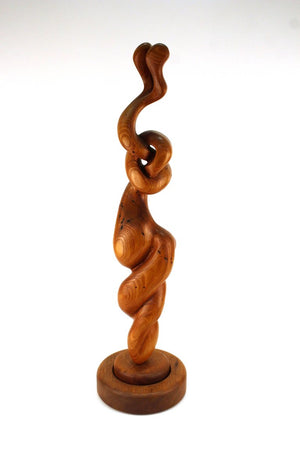 Modernist Biomorphic Wood Sculpture on Rotating Base (6719802048669)