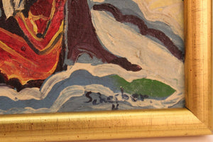 Modernist Landscape Painting Attributed to Hugo Scheiber Detail (6719909986461)