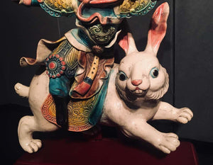 Chinese Early 20th Century Glazed Porcelain Roof Tile of a Warrior on a Rabbit (6720005537949)