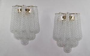 Italian Hollywood Regency Mazzega Style Murano Glass Drop Sconces