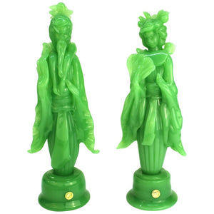 Italian Mid-Century Modern Murano 'Jade' Glass Figurines (6719920308381)