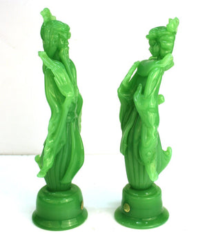 Italian Mid-Century Modern Murano 'Jade' Glass Figurines side view  (6719920308381)