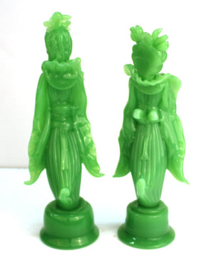 Italian Mid-Century Modern Murano 'Jade' Glass Figurines back view (6719920308381)