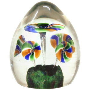 Italian Midcentury Murano Art Glass Paperweight with Floral Motif (6719858114717)