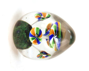 Italian Midcentury Murano Art Glass Paperweight with Floral Motif side (6719858114717)