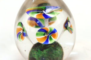 Italian Midcentury Murano Art Glass Paperweight with Floral Motif top (6719858114717)
