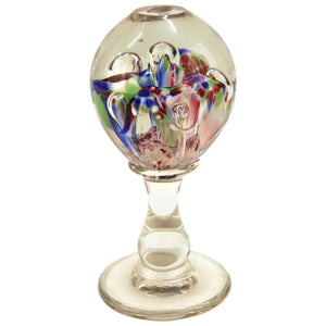 Italian Midcentury Murano Floral Glass Sphere on Glass Stand side (6719858213021)