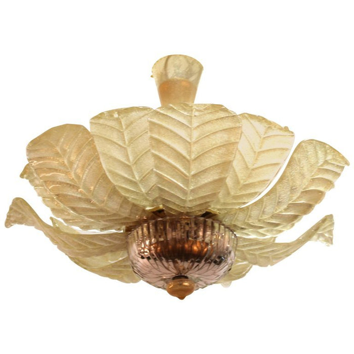 Murano Glass Chandelier with Leaves
