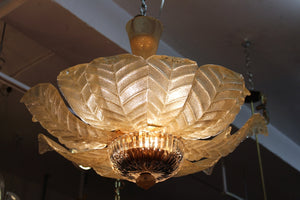 Murano Glass Chandelier with Leaves Lit (6719815778461)