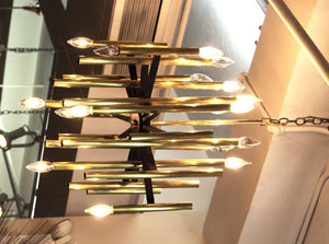 Italian Modernist Lightolier Chandelier in Brass side (6719872499869)