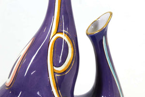 Italian Modernist Whimsical Glazed Ceramic Vase with Gold Detailing (6720003539101)