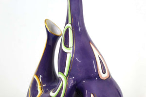 Italian Modernist Whimsical Glazed Ceramic Vase with Gold Detailing (6720003539101)