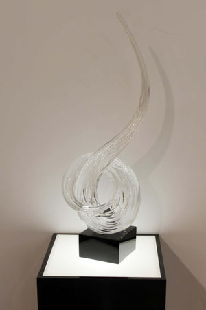 Italian Murano Glass Abstract Modern Sculpture on Lit Black Lucite Pedestal (6720066584733)