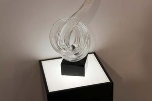 Italian Murano Glass Abstract Modern Sculpture on Lit Black Lucite Pedestal (6720066584733)