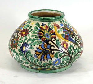 Italian Renaissance Revival Majolica Sgrafitto Centerpiece Vase (6720040108189)
