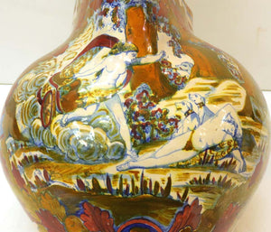 Italian Renaissance Revival Painted Ceramic Lusterware Pitcher (6719976767645)