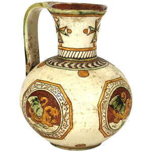 Italian Renaissance Revival Sgraffito Ceramic Pitcher with Dragon Motif (6720004063389)
