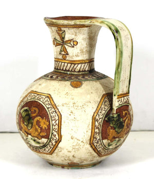 Italian Renaissance Revival Sgraffito Ceramic Pitcher with Dragon Motif (6720004063389)