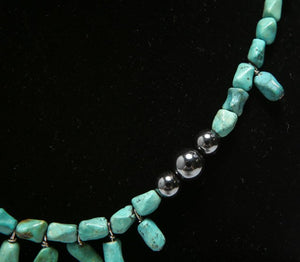 Hematite & Turquoise Choker Necklace (6719994462365)