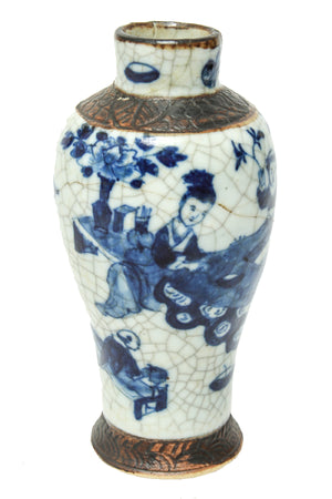 Chinese Qing Dynasty Blue and White Pottery Vase (6719991546013)