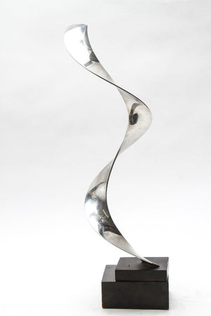 Modernist Abstract Twisting Ribbon Sculpture in Chromed Metal Detail (6719910281373)