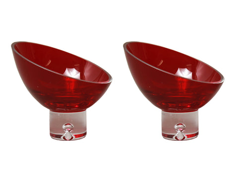 Swedish Modern Red Art Glass Candy Bowls