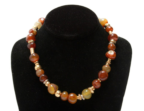 Israeli Hardstone & Gold-Tone Beads Necklace