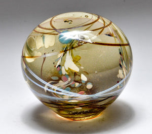 Modern Art Glass Paperweight With Flowers (6719972180125)