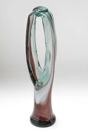 Modern Studio Art Glass Basket-Form Vase