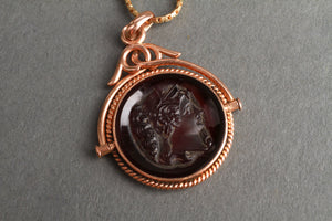 Classical Gold Carved Carnelian Cameo Choker / Necklace (6719994265757)