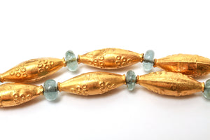 Modern Yellow Gold & Aquamarine Beads Necklace (6719994331293)