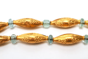Modern Yellow Gold & Aquamarine Beads Necklace (6719994331293)