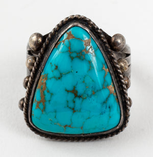 Native American Navajo Silver Turquoise Ring (7323291844765)
