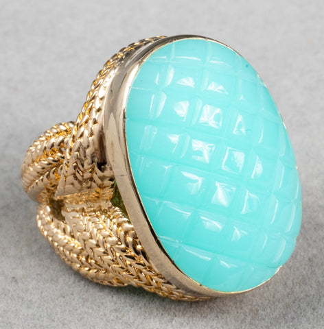 14K Yellow Gold & Blue Faux-Gemstone Cocktail Ring