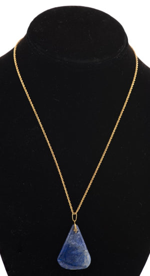 14K Yellow Gold Lapis Lazuli Pendant Necklace (7461439733917)
