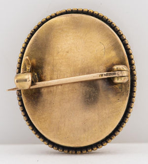 Victorian 14K Gold Cameo Oval Locket Pin / Brooch (7298463465629)