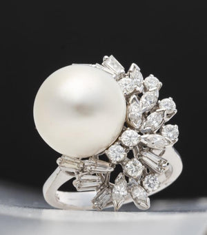 18K Gold South Sea Pearl & Diamond Ring (7254572499101)