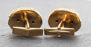 Vintage 14K Yellow Gold Oval Diamond Cufflinks (7266024423581)